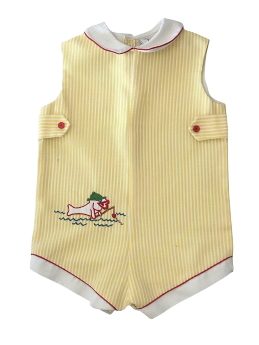 VTG Pinstripe Romper with Boat Applique